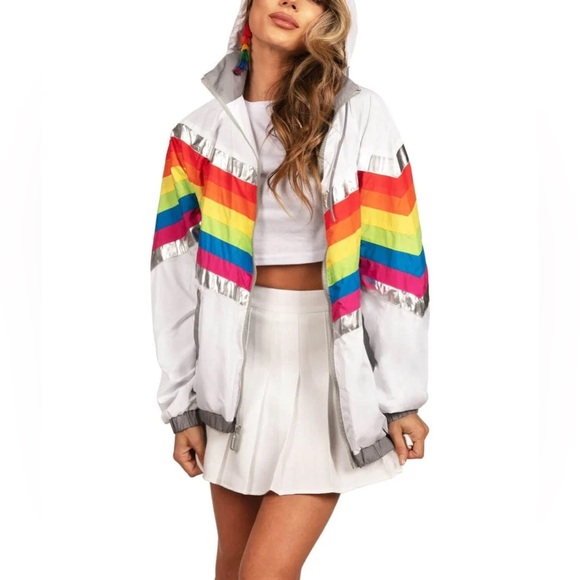 Tipsy Elves WOMEN'S RAINBOW PRO WINDBREAKER JACKET - Picture 1 of 8
